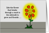 Love And Romance Card With A Cute Cartoon Flower card