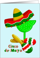 Cinco de Mayo Card With Sombrero, Margarita, and Maracas card