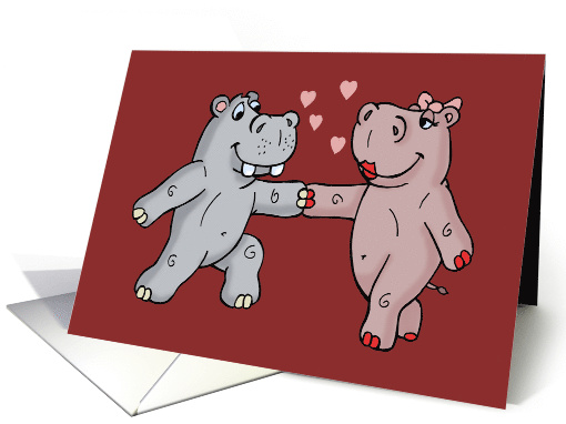 Love And Romance Card With Dancing Hippo Couple card (1518360)