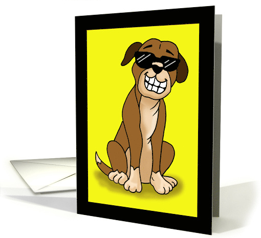 National Dog Day Card With Cartoon Boxer Wearing Sunglasses card