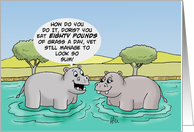 Weight Loss / Dieting Card With Cartoon Of Two Hippos card