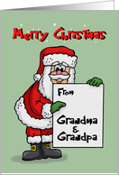 Cute Christmas Card From Grandma & Grandpa w/Santa Holding Sign card