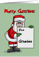 Cute Christmas Card From Grandma With Santa Holding Sign card