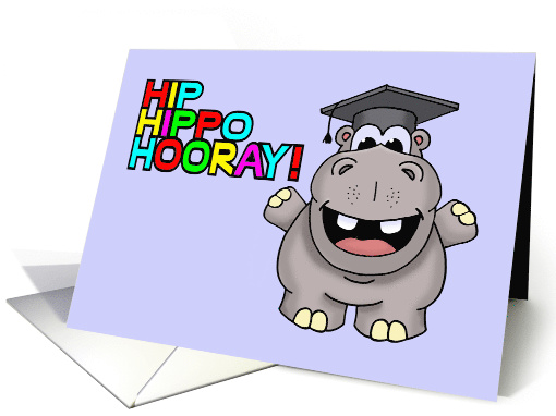 Graduation Congratulations Card With Cartoon Hippo card (1521728)
