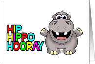 Congratulations Card With Cartoon Hippo Hip Hippo Hooray! card
