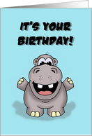 Birthday Card With Happy Hippo Hip Hippo Hooray card
