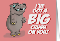 Anniversary Card for Spouse With Cartoon Hippo I’ve Got A Big Crush On You card