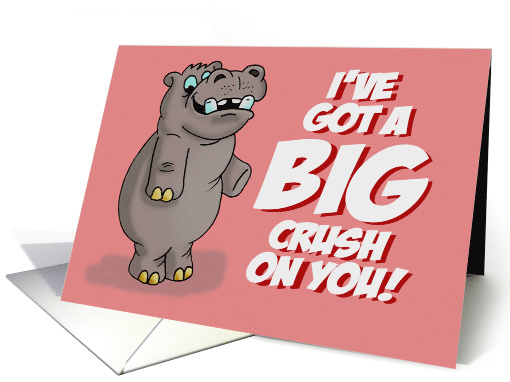 Valentine's Card With Cartoon Hippo I've Got A Big Crush On You card