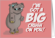 Valentine’s Card With Cartoon Hippo I’ve Got A Big Crush On You card