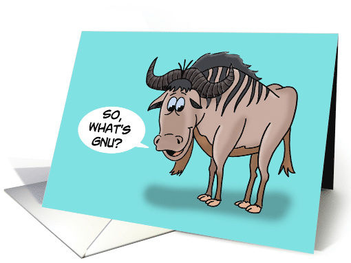 Blank Note Card With A Cartoon Gnu (wildebeest) card (1524370)