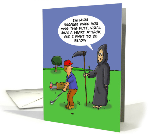 Birthday Card With The Grim Reaper Talking To A Golfer card (1524374)