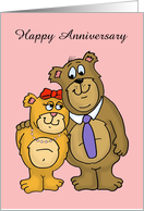 Anniversary Card With a Cartoon Bear Couple On Front card