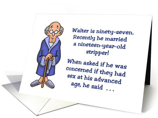 Birthday Card For An Older Man With Cartoon Of Old Man With Cane Card