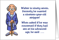 Birthday Card For An Older Man With Cartoon Of Old Man With Cane card