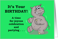 Humorous Birthday Card With Dancing Cartoon Hippo card