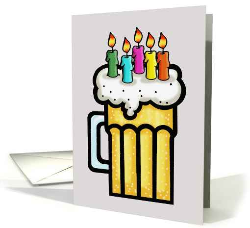Adult Birthday Card With Glass Of Beer With Candles card (1529942)