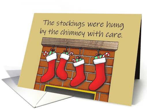 Christmas Card With Stockings Hung By The Chimney With Care card