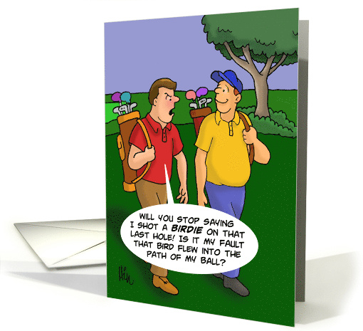 Blank Note Card For A Golfer With Cartoon About Hitting A Birdie card