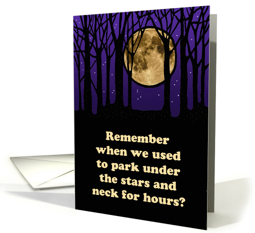 Humorous Anniversary Card With Moon And Stars With Silhouettes card