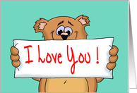 Cute Blank Note Card With A Cartoon Bear Holding A Banner card