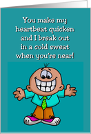 Cute Love/Romance Card With Smiling Cartoon Character card