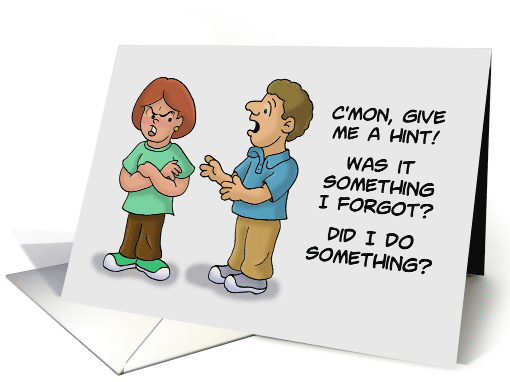 Humorous Apology Card From A Man to A Woman Give Me A Hint card