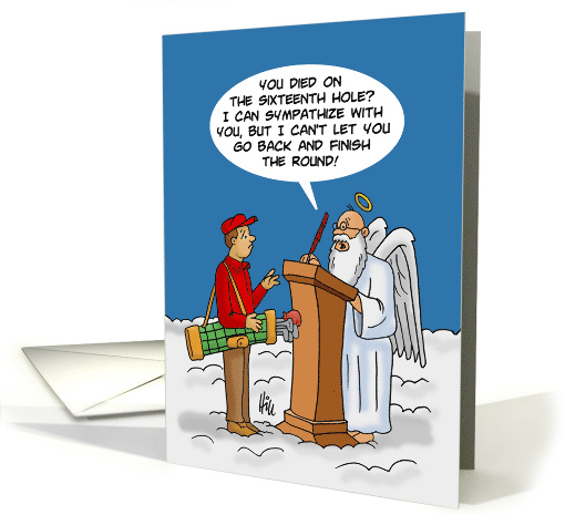 Humorous Blank Note Card With Golfer At Pearly Gates card (1531520)