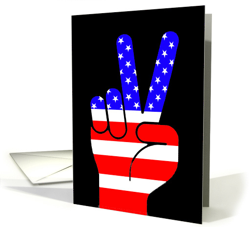 Fourth Of July Card With Peace Sign And American Flag Design card