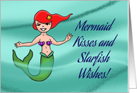 Birthday Card Mermaid Kisses And Starfish Wishes! card