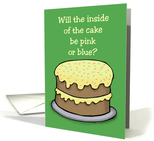 Baby Gender Reveal Party Invitation With Drawing Of A Cake card