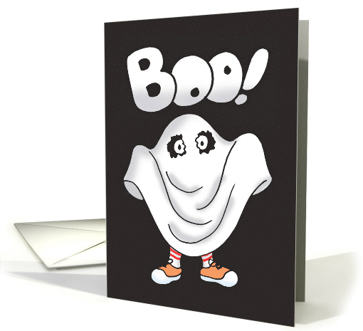Cute Halloween Card With A Little Kid Dressed As A Ghost... (1536070)