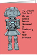 9th Birthday Card For A Girl With A Female Robot card