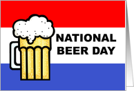 National Beer Day Card With Beer And Red, White And Blue Stripes card