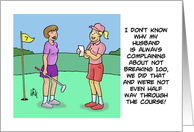 Humorous Birthday Card With Female Golfers Breaking 100 card