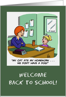 Back To School Card For Teacher With Humorous Homework Cartoon card