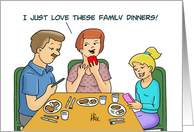 Humorous Family Day Card With Family Texting At Dinner card