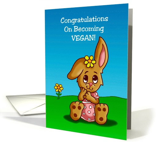 Congratulations On Becoming Vegan Card With Cute Bunny card (1540042)