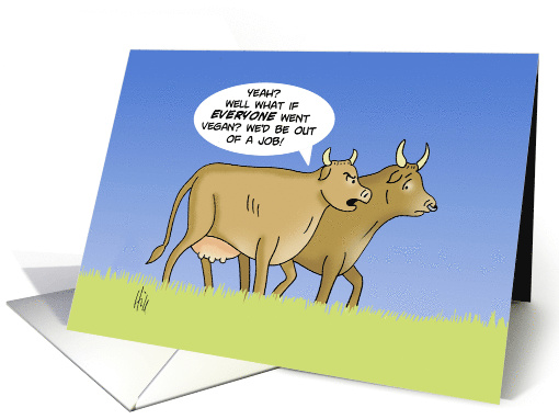 Blank Note Card With Two Cartoon Cows Talking card (1540114)