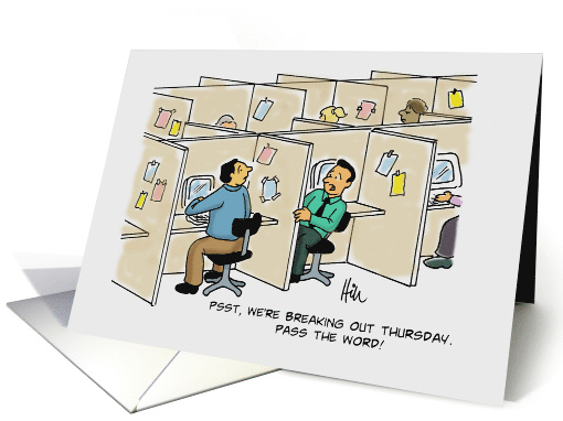 Humorous National Cubicle Day Card With Cartoon About... (1540318)