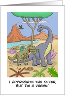 Congratulations On Becoming/Going Vegan Card With Dinosaurs card