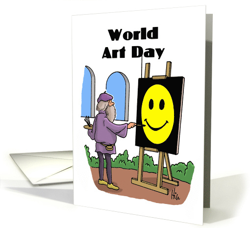 World Art Day Card With DaVinci Painting A Happy Face card (1541024)