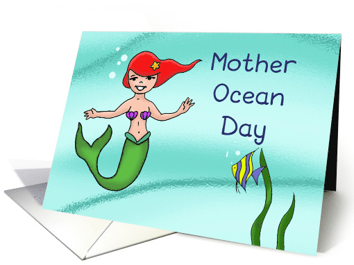 Mother Ocean Day With A Cute Cartoon Mermaid card (1541032)