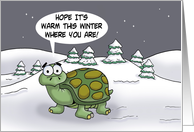 Winter Season Card With A Cartoon Tortoise In A Snowy Scene card