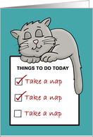 National Cat Day Card With Napping Cartoon Cat Things To Do Today card