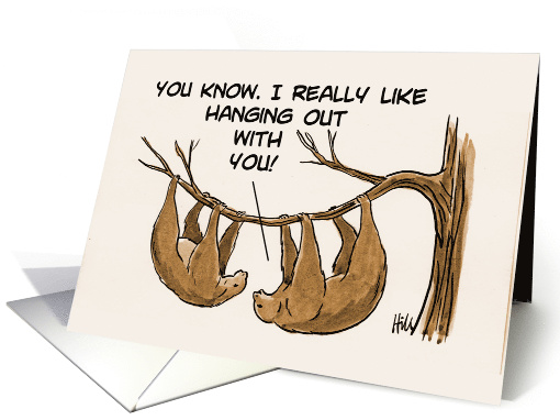Blank Note Card With Two Sloths Hanging From A Branch card (1543278)