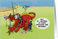 Humorous St. George’s Day Card St. George Killing Chinese Dragon card