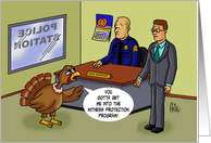 Thanksgiving Card With Cartoon Turkey Asking To Be Put into WPP card