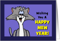 New Years Card With Cartoon Cat Happy Mew Year! card