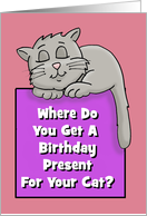 Birthday Card With Cartoon Cat Where Do You Get A Present For Cat card