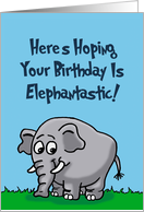 Cute Birthday Card With A Cartoon Elephant Birthday Is Elephantastic card